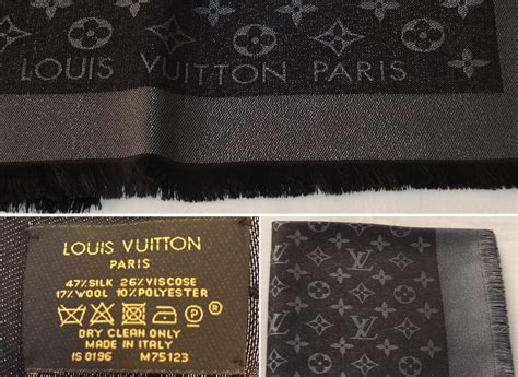 authentic vs fake louis vuitton monogram shawl tag